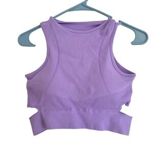 NWOT Athletic Works Lavender Ribbed Cutout Crop Top OS Women's Size Medium